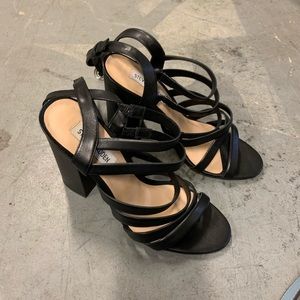 Steve Madden black strappy heels, size 8